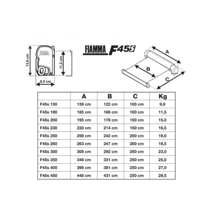 FIAMMA F45 S AWNING P/WH 3.0M