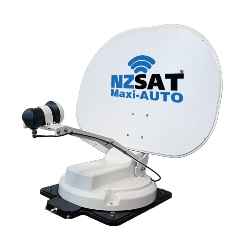 NZSAT Maxi-Auto satellite dish on a white background