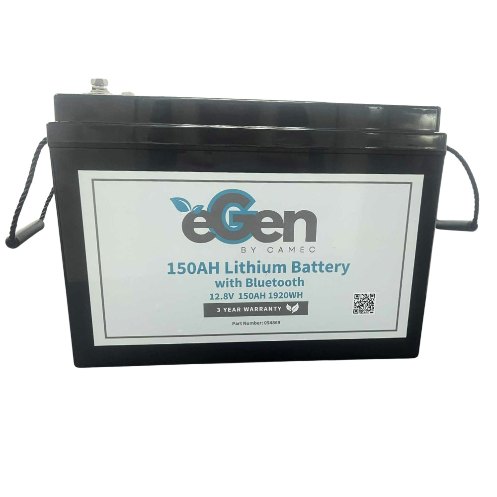 eGen lithium battery with Bluetooth on a white background