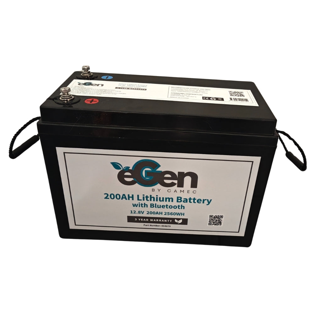 eGen lithium battery with Bluetooth on a white background
